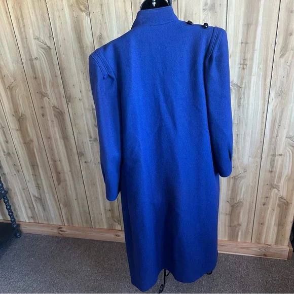 Vtg 80s Beautiful Blue 80% Wool Long Winter Coat/Duster Purple lining USA - Picture 16 of 16